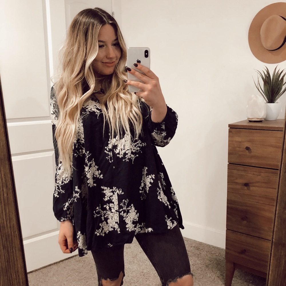 Green floral tunic